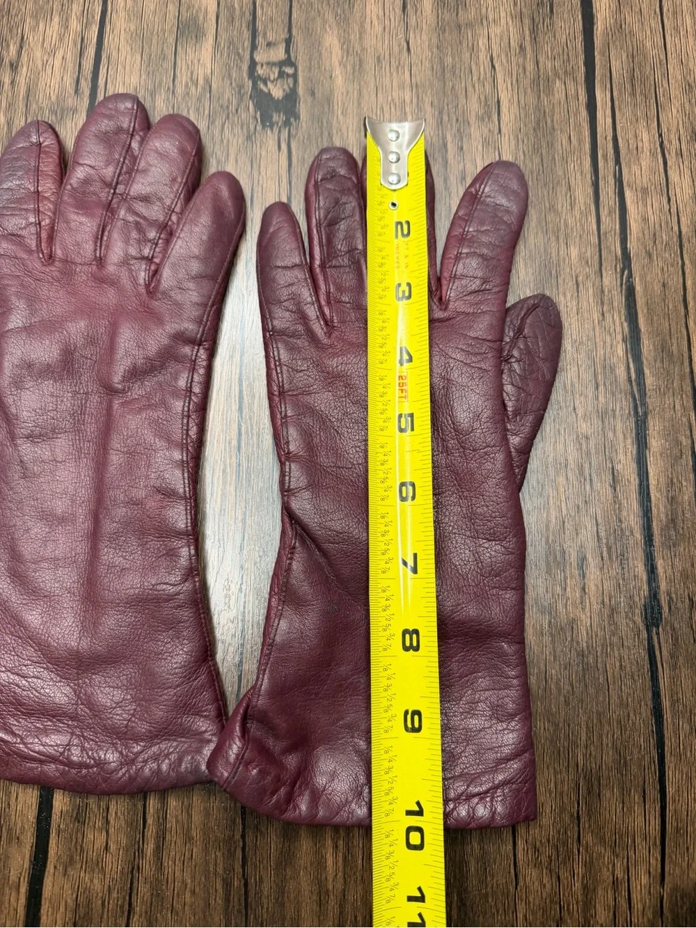 Vintage B ALTMAN CO Burgundy Leather cashmere Gloves 7